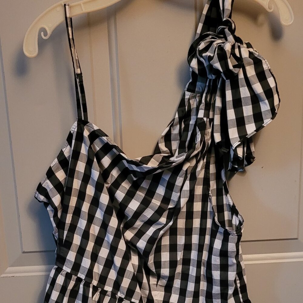 WHO WHAT WEAR Super Cute Black & White Checked Halter Top Misses Size XXL